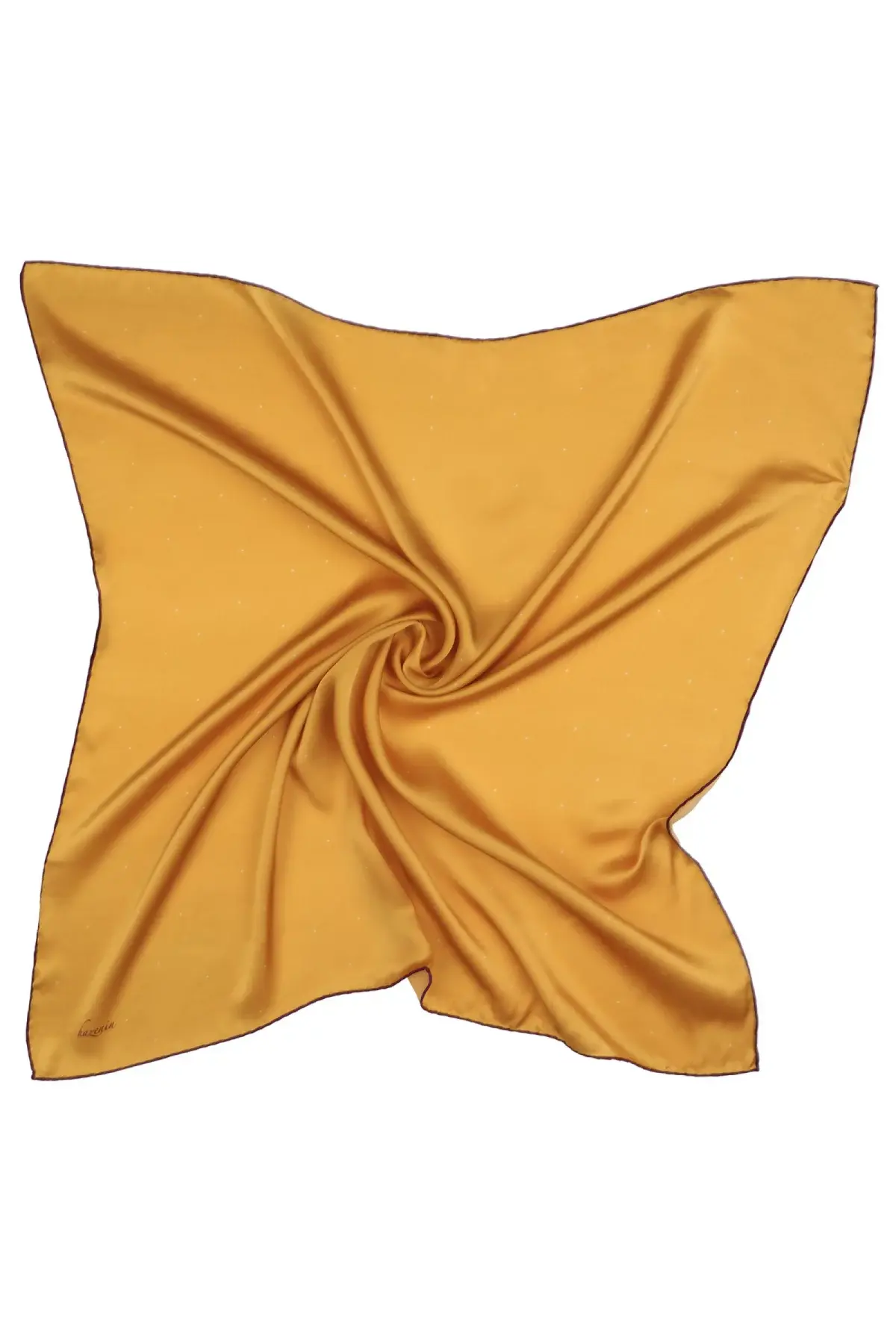 Hazenin Işıltı Detaylı Altın Renk İpek Eşarp