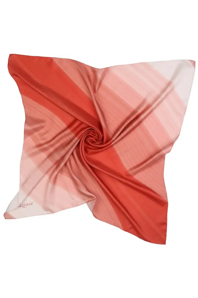 Hazenin Ton Geçişli Kiremit Tivil İpek Eşarp