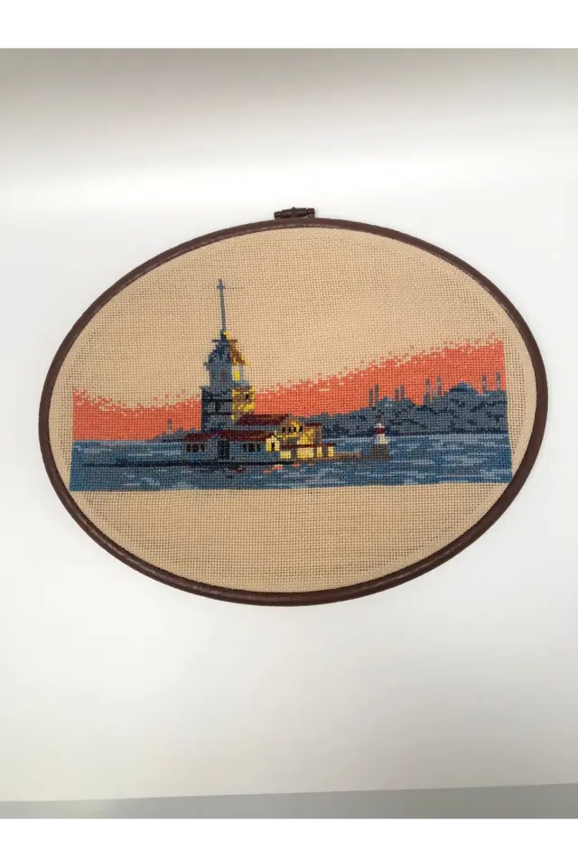 Kız Kulesi Motifli Kanaviçe  Tablo