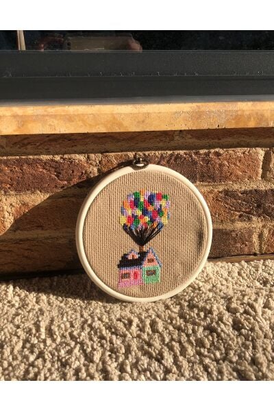 Balon Ev Kanaviçe Tablo